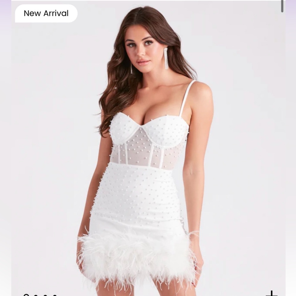 Fur/pearl mini dress